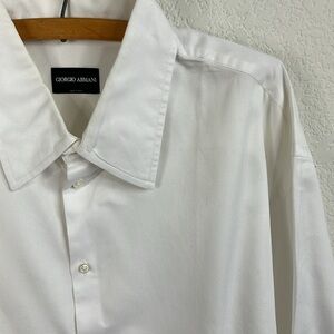 Giorgio Armani White Button Down Textured Shirt